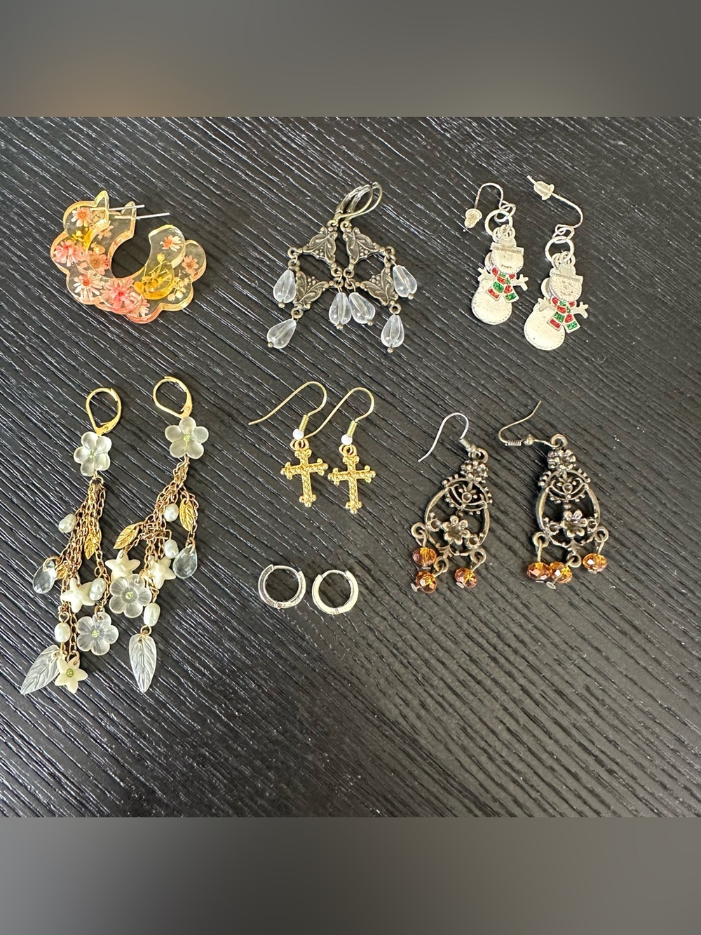 Women’s Jewelry Gold, Cross, Dangle, Hoop Earrings Bundle